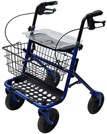 Rollator de acero plegable andador 4 ruedas asiento frenos
