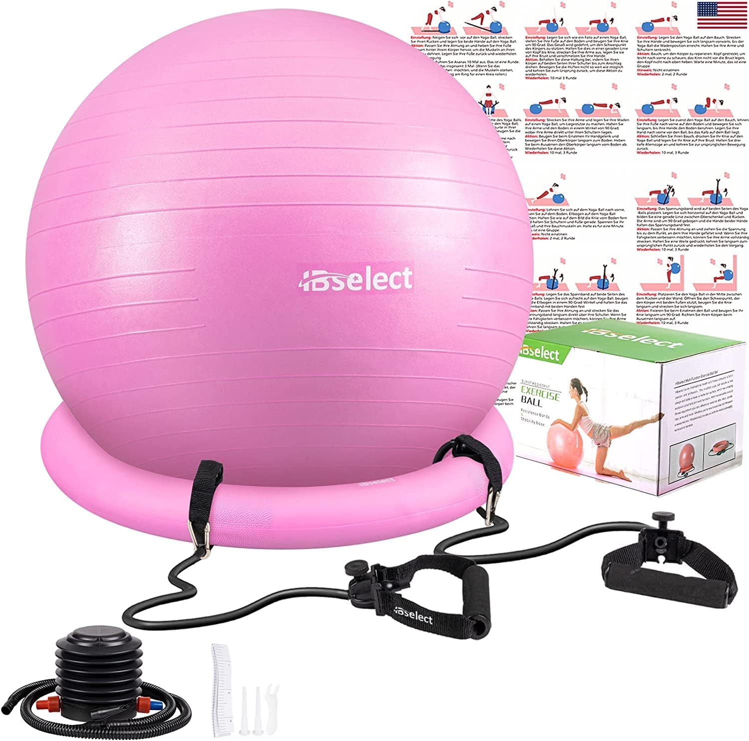 MANTRA SPORTS balón ejercicio base gomas resistencia fitball