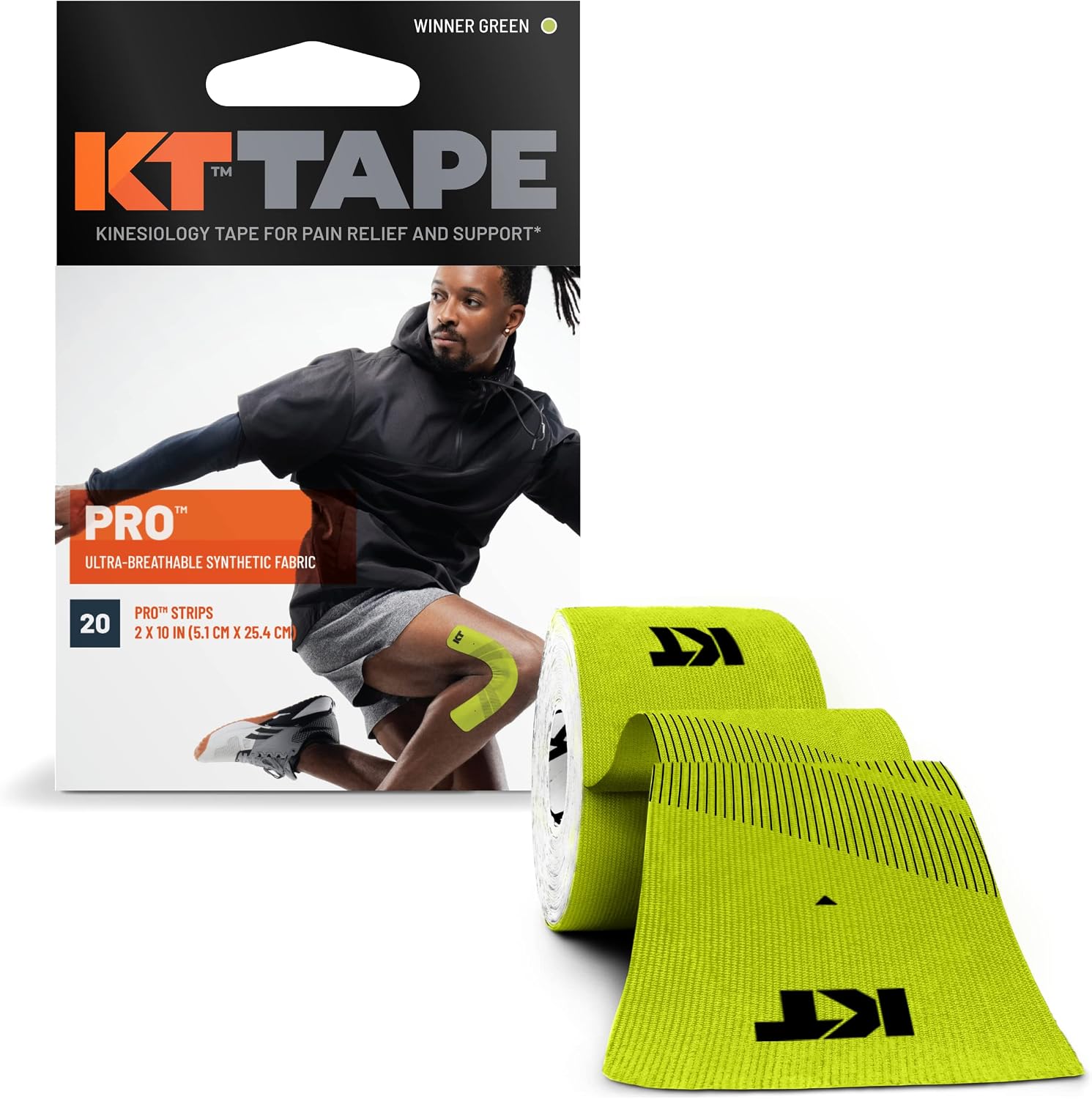 KT TAPE PRO 20 tiras precortadas fibra sintética resistente agua
