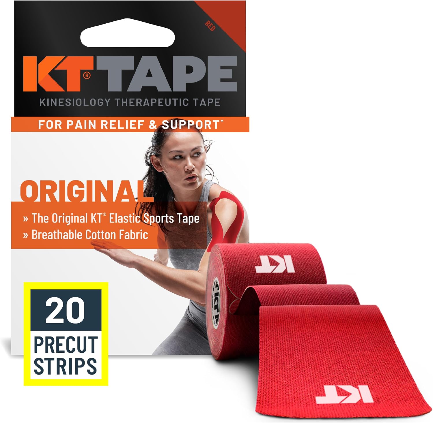 KT Tape Original 20 tiras precortadas algodón kinesiológicas